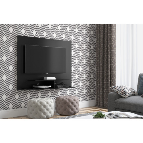 PAINEL TV 50 POLEGADAS 116CM COM NICHOS VENEZA PRETO