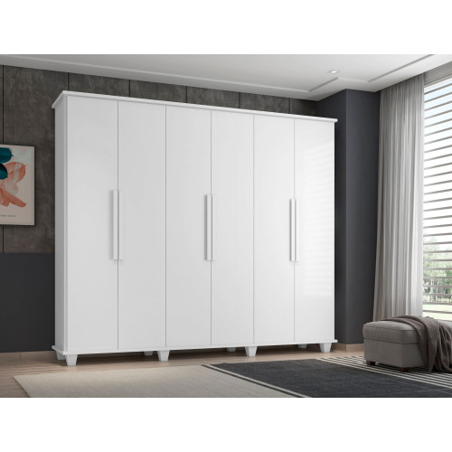 ROUPEIRO SEM ESPELHO 271CM COM 6 PORTAS E 4 GAVETAS CANADA BRANCO