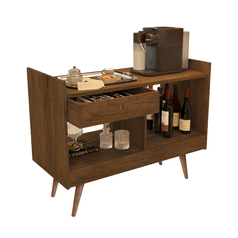 APARADOR BUFFET BARZINHO CANTINHO DO CAFÉ RETRÔ 080CM COM GAVETA 4064 CANELA