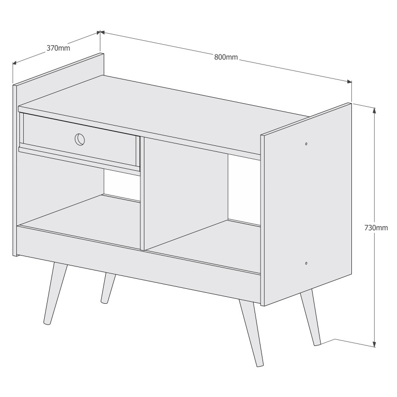 APARADOR BUFFET BARZINHO CANTINHO DO CAFÉ RETRÔ 080CM COM GAVETA 4064 PRETO