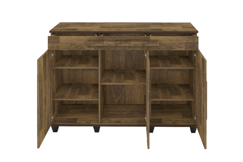 BALCÃO APARADOR BUFFET 137CM 3 PORTAS COM GAVETA RUBI FREIJO