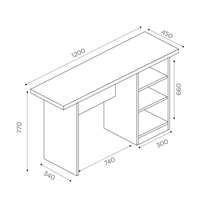 MESA DE COMPUTADOR ESCRIVANINHA 120CM COM PRATELEIRAS NEVADA BRANCO