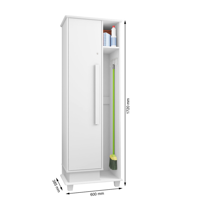 MULTIUSO ARMARIO 60CM 1 PORTA COM PRATELEIRAS E NICHO BERLIN BRANCO