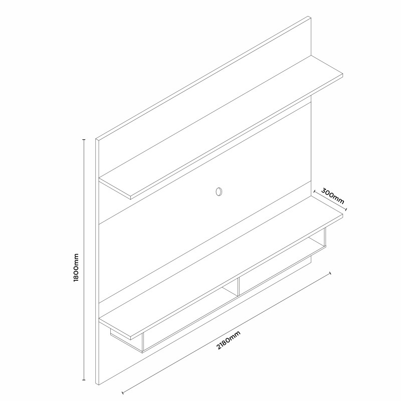 PAINEL HOME SUSPENSO PARA TV 75 POLEGADAS 218CM COM PRATELEIRA E NICHO VICTORIA OFF WHITE/NOGAL