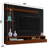 PAINEL HOME SUSPENSO LED PARA TV 55 POLEGADAS 160CM COM PRATELEIRA E NICHO EROS PRETO/CANELA