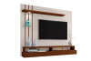 PAINEL HOME SUSPENSO LED PARA TV 55 POLEGADAS 160CM COM PRATELEIRA E NICHO EROS OFF WHITE/CANELA