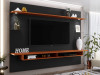 PAINEL HOME SUSPENSO PARA TV 75 POLEGADAS 218CM COM PRATELEIRA E NICHO VICTORIA PRETO/CANELA