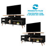 RACK BANCADA RETRO TV 65 POLEGADAS 160CM PRATELEIRA VIENA PRETO/CANELA