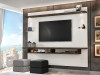 PAINEL HOME SUSPENSO PARA TV 75 POLEGADAS 218CM COM PRATELEIRA E NICHO VICTORIA OFF WHITE/NOGAL