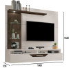 PAINEL HOME SUSPENSO LED PARA TV 60 POLEGADAS 180CM COM PRATELEIRA E PORTA ZEUS OFF WHITE/NOGAL